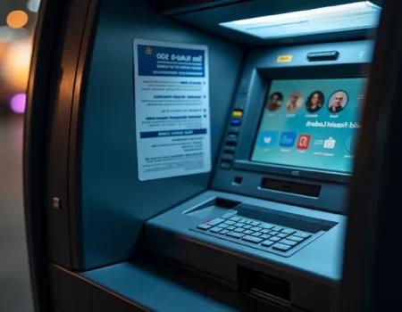 ATM displaying error code 3-DA001(10), indicating a connectivity issue between the machine and its host system.