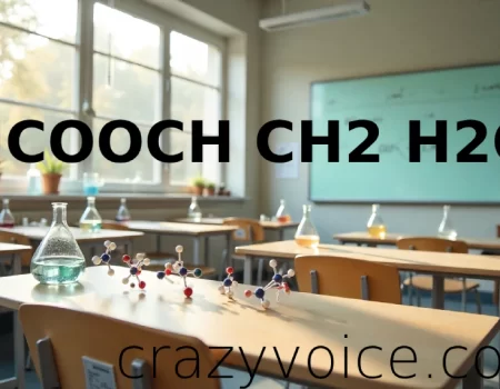 Chemistry laboratory classroom with molecular models and glassware showing HCOOCH CH2 H2O components for educational demonstration of chemical reactions