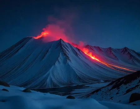 Scenic view of mongibello etna with volcanic slopes, lush greenery, and a clear blue sky, showcasing the mountain’s natural beauty and cultural significance.
