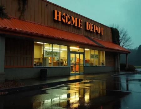 Breaking news headline showing store closure signs and financial distress as Home Depot Rival Files for Bankruptcy Chapter 11, highlighting major impact on the retail industry.