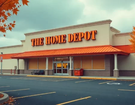 Exterior view of a major retail store with a closing sign, symbolizing the headline "home depot rival files for bankruptcy" and its impact on the retail industry.